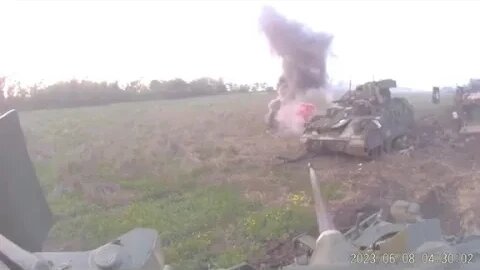 Destruction of Western-supplied armor filmed from Ukrainian vehicle