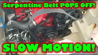 Volvo Penta 4.3GXI - Serpentine Belt Popping Off --SLOW MOTION--