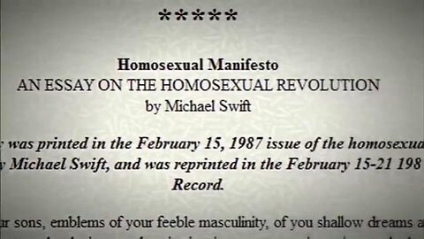 The Homosexual Manifesto - 1987