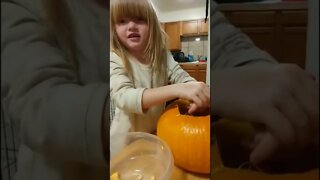 Raven performs heart surgery on a pumpkin