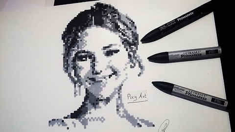 This Jennifer Lawrence "Pixel Art" portrait is absolutely mind-blowing