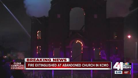 Fire burns through abandoned church in Kansas City's East Bottoms