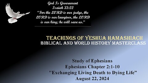 8-22-24 Study of Revelation Ephesians Chapter 2:1-10 "Exchanging Living Death to Dying Life"