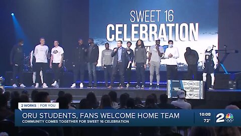 Sweet 16 celebration: ORU students, fans welcome home team after historic run