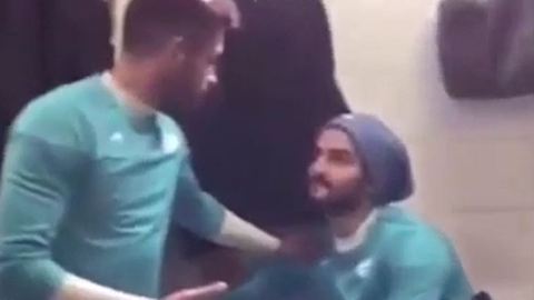 Football players' challenge in locker room - Iran