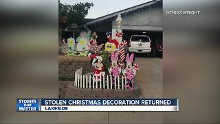 Stolen Christmas decoration from Lakeside home returned