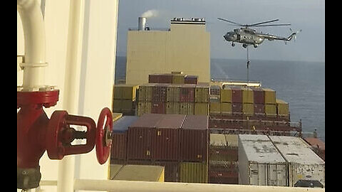 Video purportedly from the IRGC boarding of the Israeli-linked MSC ARIES