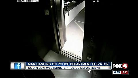 Man Dancing on Police Department elevator