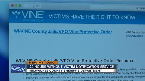 MKE County Jail VINE notification software crash