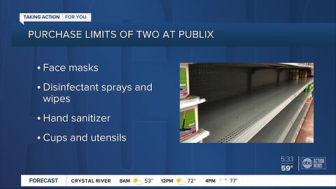 Publix limiting purchases of hand soaps, sanitizers and more due to high demand