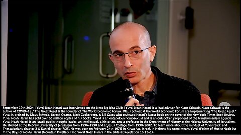 Yuval Noah Harari | "Do You Think That Democracy Is a Conversation Between Humans? In the U.S. There Is a Legal Path for AI's to Really Take Over. In the U.S. a Corporation Is Considered a Legal Person." - 9/19/2024