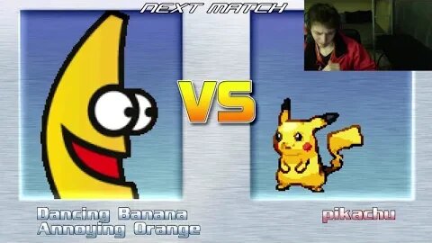 Fruit Characters (Annoying Orange And Dancing Banana) VS Pikachu The Pokemon In A Battle In MUGEN