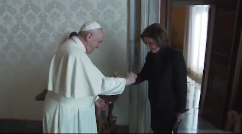 Freemasonic Gang Shake between Pope and Pelosi