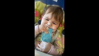 Baby girl loves her yogurt…TOO CUTE💕😅