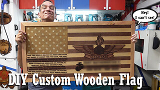 DIY Wooden US Flag with Logo & 3D Raised Letters | Power Saw & 100W CO2 Laser Tutorial