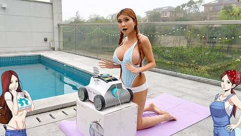 Swimming with a Pool Cleaning Robot - The Ofuzzi Cyber ​​1200 Pro! Full Live - Naomi Wu