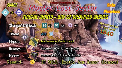 Destiny 2 Master Lost Sector: Dreaming City - Bay Drowned Wishes on Arc Titan Solo-Flawless 6-22-23