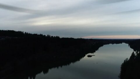 Drone Flyover of Lacamas Lake in Camas Washington