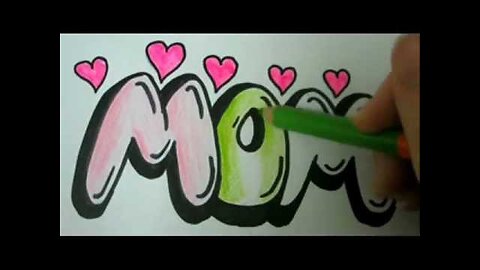 Draw MOM - How To Draw MOM In Easy Graffiti Bubble Letters