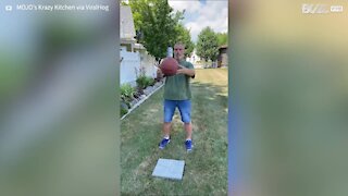 Homem arrasa com o basketball beer challenge!