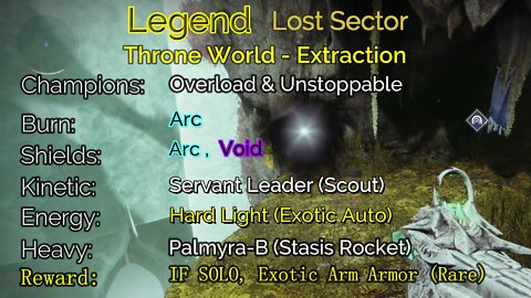 Destiny 2 Legend Lost Sector: Throne World - Extraction 5-31-22