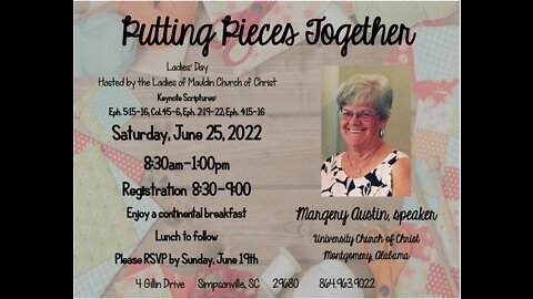 Ladies Day 06/25/2022 2 Fitting Pieces Together-Margery Austin