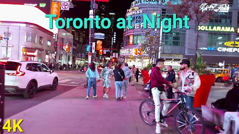 【4K】Downtown Toronto at Night Canada 🇨🇦