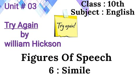 Try Again poem || Poetry || W E Hickson || Figures of Speech || Simile