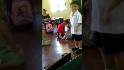 very cute toddler playing in the school enjoy Gabgab