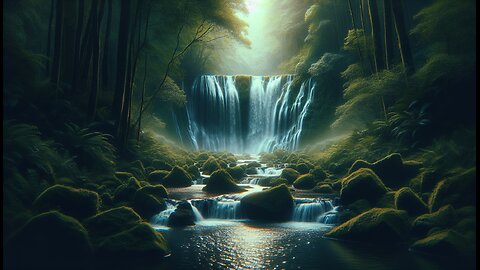 Waterfall & Music Magic: 8-Hour Tranquil Journey 🎶 | Black Screen