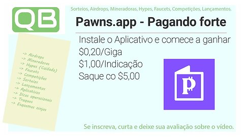 CanalQb - Renda Passiva - Pawns - Airdrop de $40 dolares por indicação