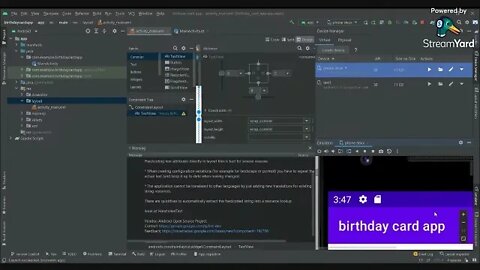 attempting birthday card app - android studio - ugh!