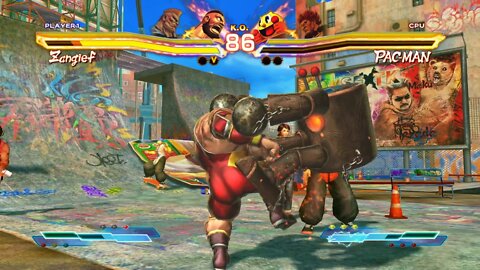 Street Fighter X Tekken: Zangief (Alternate Costume) & JACK-X vs PAC-MAN & Akuma - 2K 1440p