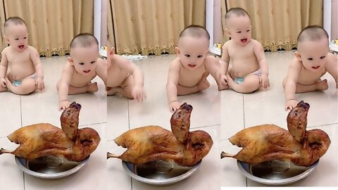 Chicken with cute baby