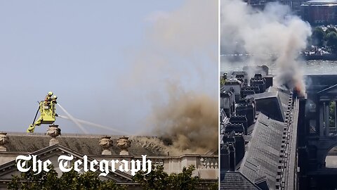 Firefighters battle huge blaze at at Somerset House