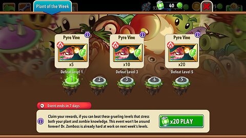 Plants vs Zombies 2 - Plant of the Week - Pyre Vine - April 2024