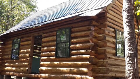 Off Grid Log Cabin Build #22 Windows