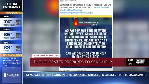 SunCoast Blood Centers on standby to aid Texas school shooting victims