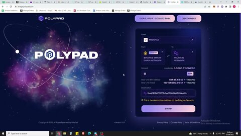 how to bridge tronpad from bsc to matic to swap for polypad