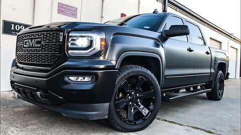 GMC Sierra Wrapped Satin Black ! Full Chrome Delete !