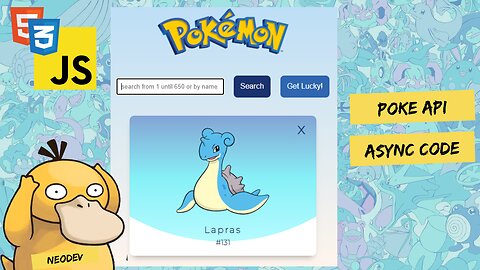 Fetching Data from the Pokemon API using Async/Await | Form Input & Random Pokemon Button