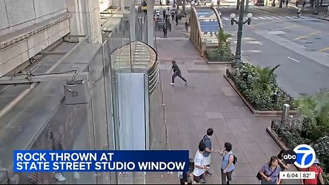 Thug Throws Large Rocks At ABC7 Chicago Studio Window During Live Newscast