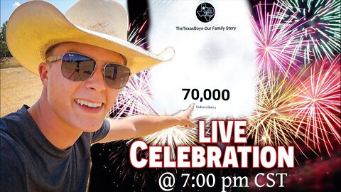 LIVE 7PM Celebrate 70k(SITEWIDE SALE Thetexasboys.com(USE PROMO CODE:70K)