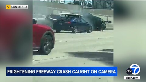 Driver swerves across freeway before wild San Diego crash, video shows