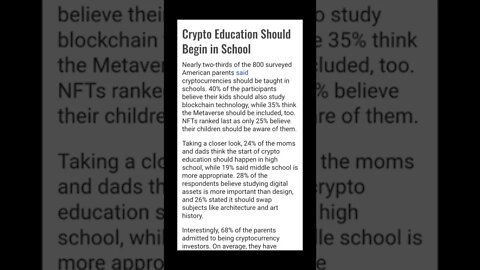 Latest American Surveyed! Crypto Education Should Begin in School #cryptomash #unitedstates #usa