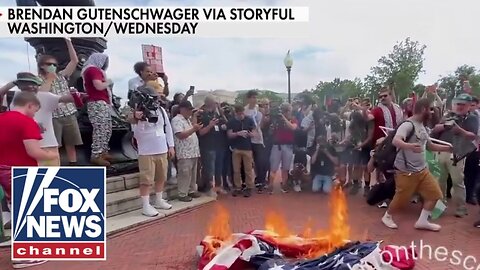 Pro-Hamas protesters rage in DC, burn American flag| N-Now ✅