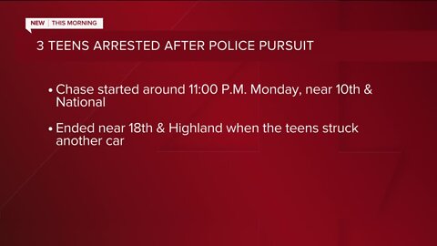 Three teens arrested after brief pursuit, crash