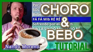 CHORO E BEBO - NANDO MORENO - Tutorial com notas na tela flauta doce contralto