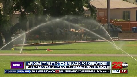 Air quality restrictions relaxed for cremations due to increase in need for funeral services