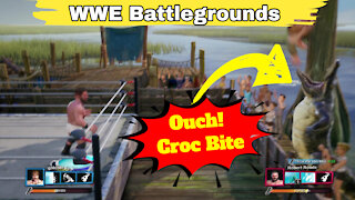 WWE Battlegrounds Robert Roode throws Billy Huggins to crocodile